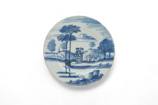 TEN DELFT PLATES 18th Century, including two with bianco sopro bianco decoration and one with a