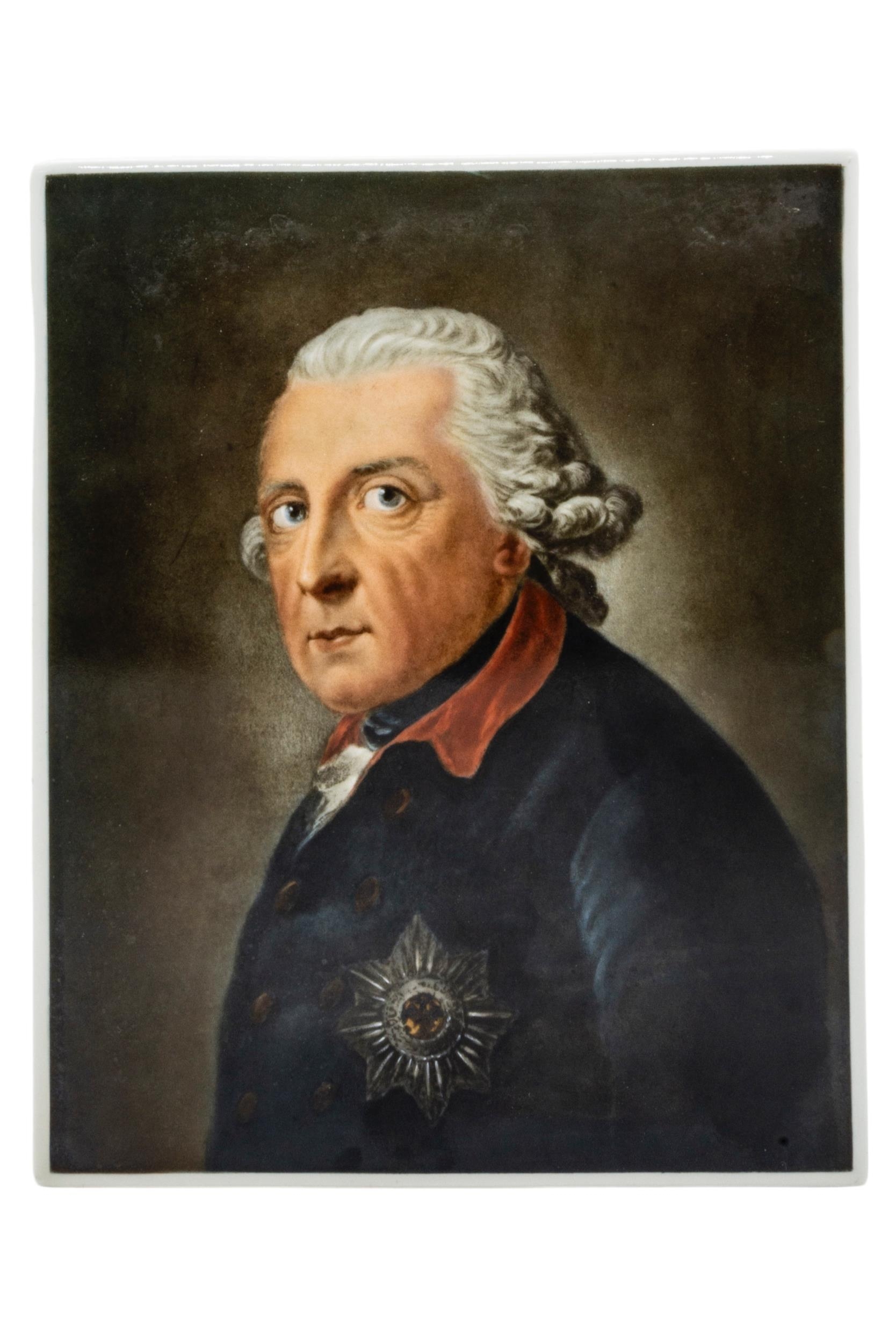 A ROSENTHAL PORCELAIN PORTRAIT PANEL, depicting Frederick the Great, as originally painted by