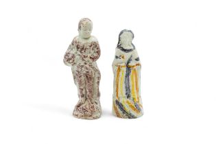 TWO EARLY STAFFORDSHIRE FIGURES Late 18th/ early 19th century, a Whieldon type figure of Spring
