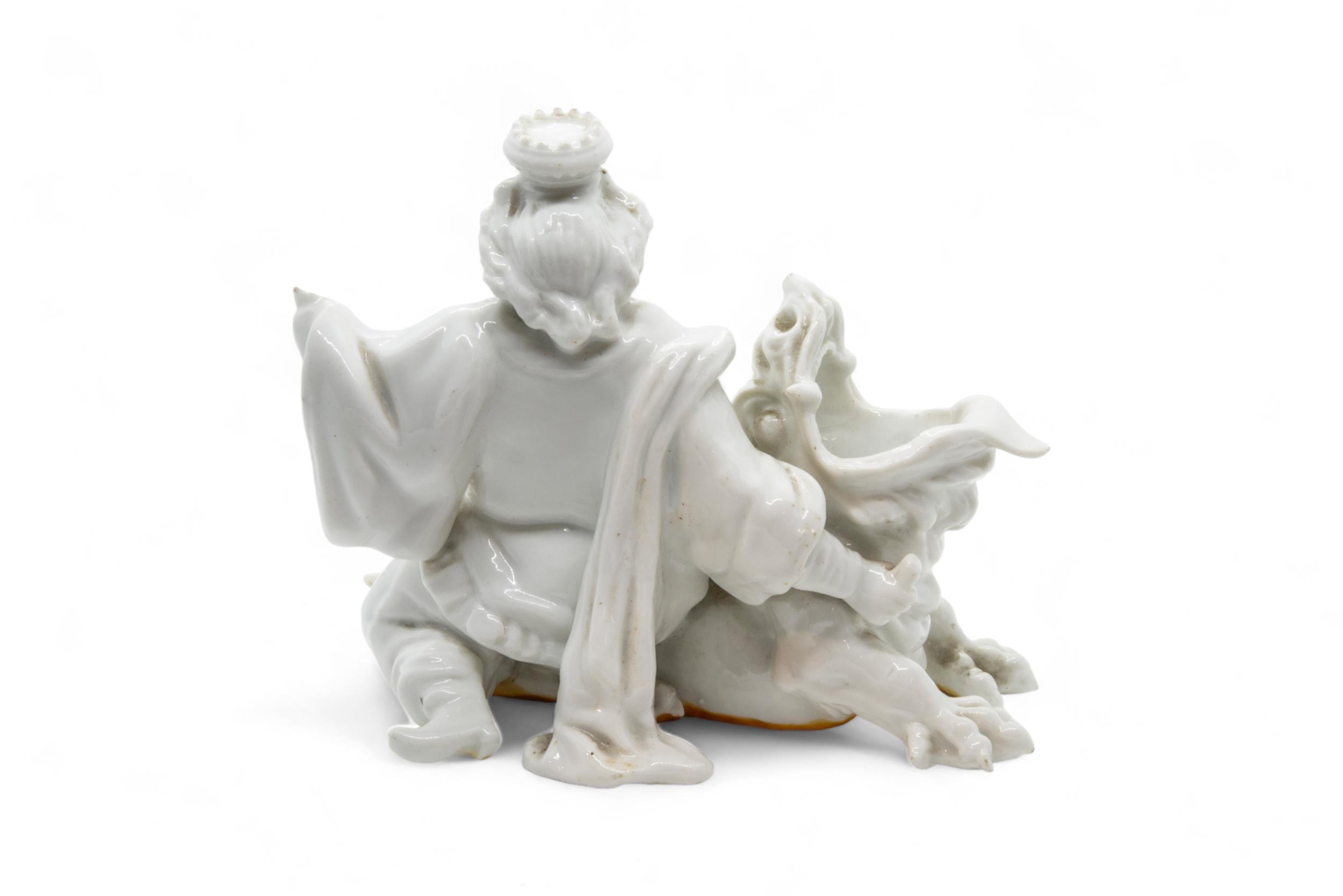 A MEISSEN FIGURAL GROUP OF A SEATED MAN ON A DRAGON 18th / 19th century, 15cms high - Image 2 of 2