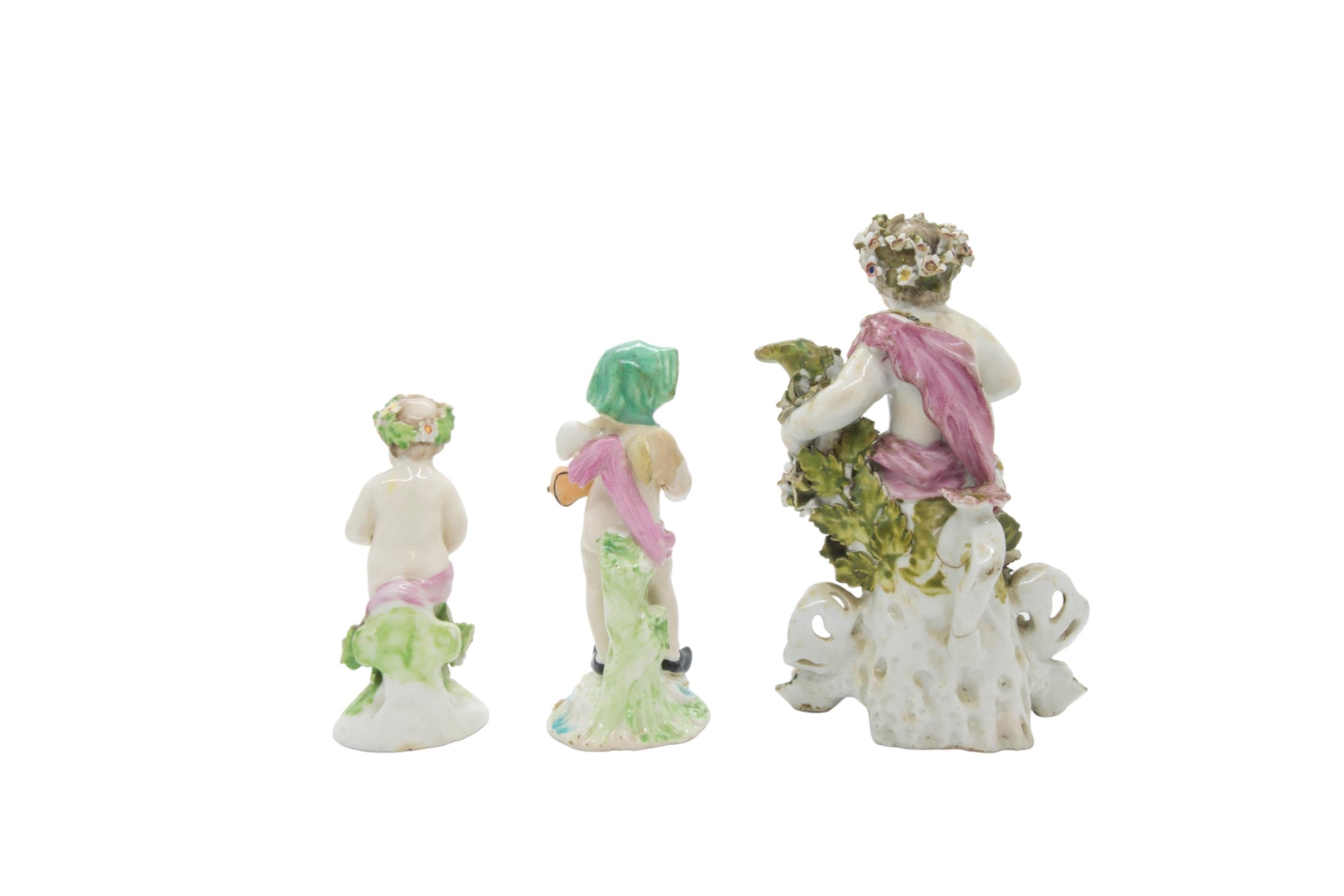 THREE DERBY FIGURES 18th century, a Worcester tea bowl, tallest figure is 17cms high - Image 3 of 6