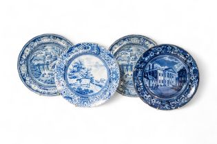 A HISTORIC STAFFORDSHIRE 'BANK OF PHILLIDELPHIA' PLATE Circa 1825, with a 'Durham Ox' series plate