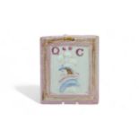 A PINK LUSTRE PLAQUE FOR QUEEN CAROLINE Circa 1820, a bust portrait marked 'QC' within pink lustre