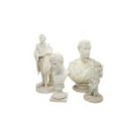 A PARIAN FIGURE OF WELLINGTON 19th century, 27cms, together with a bust of Campbell, a small neo-