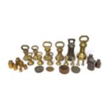 A 7LB BRASS BELL WEIGHT, other assorted bell weights of various dates and other weights. A lot