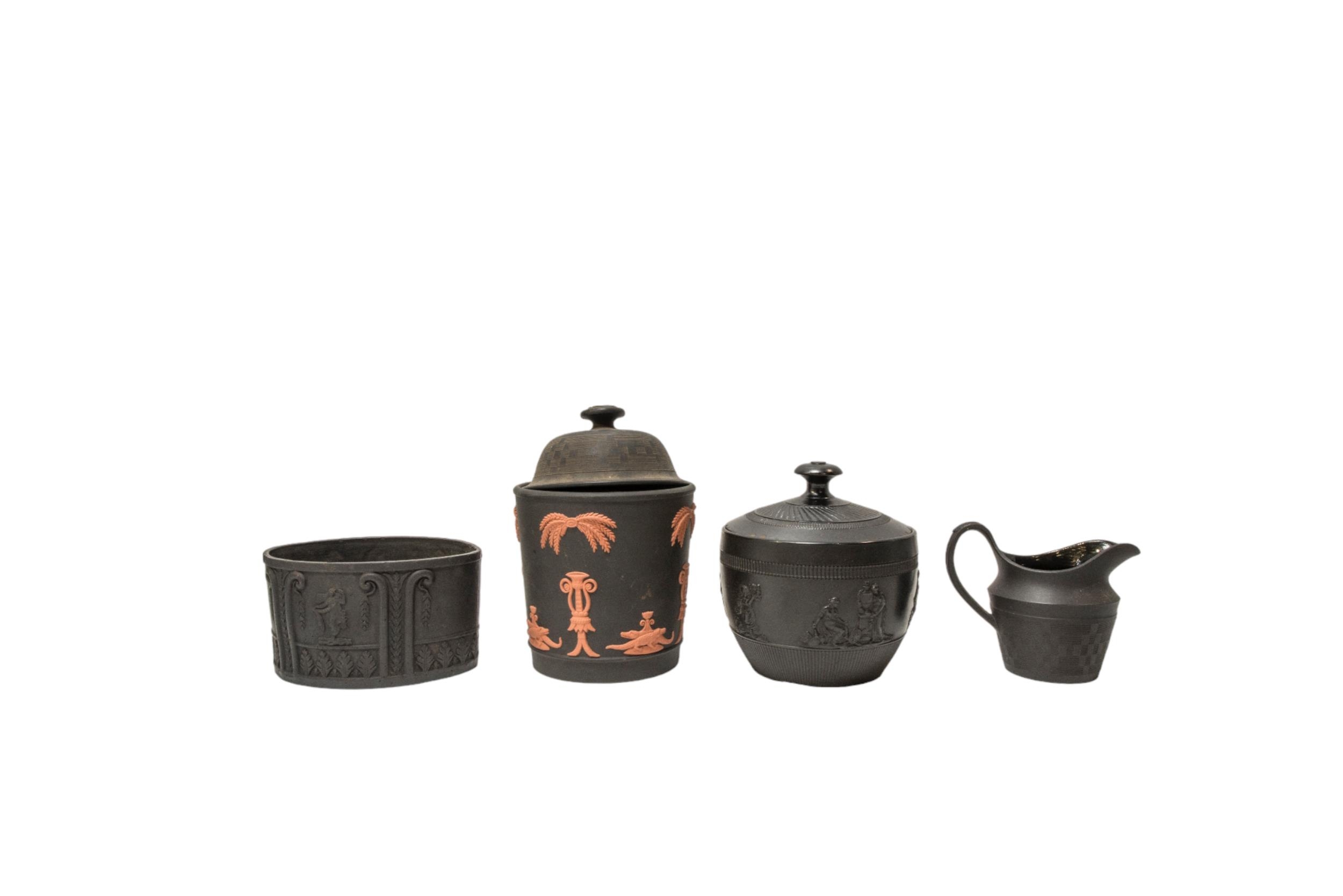 A COLLECTION OF BLACK BASALT WARE, MID 19TH CENTURY AND LATER, the lot includes three octagonal - Image 4 of 19