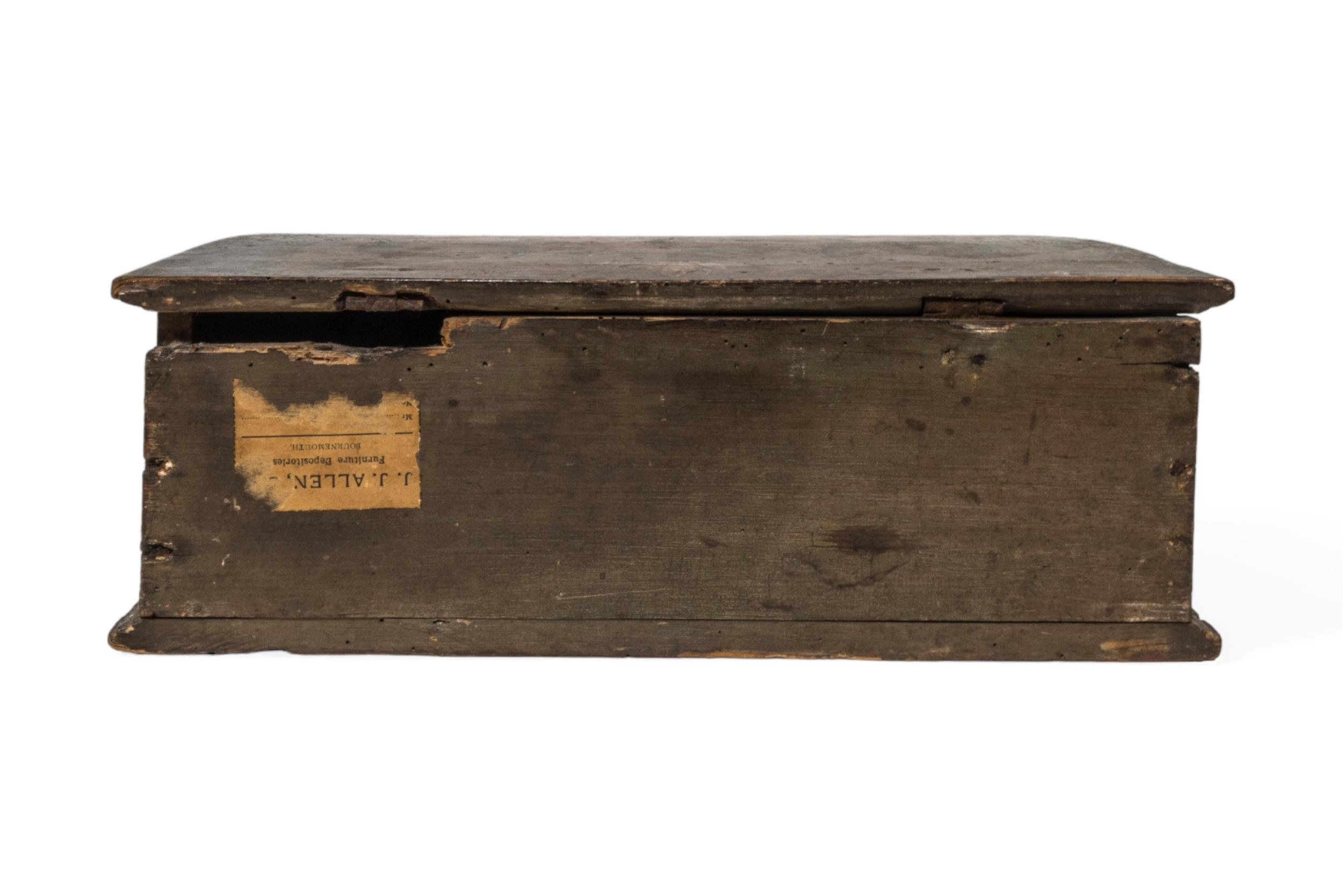 A CONTINENTAL PINE BOX, probably late 18th century, the side panels painted with three biblical - Image 5 of 5