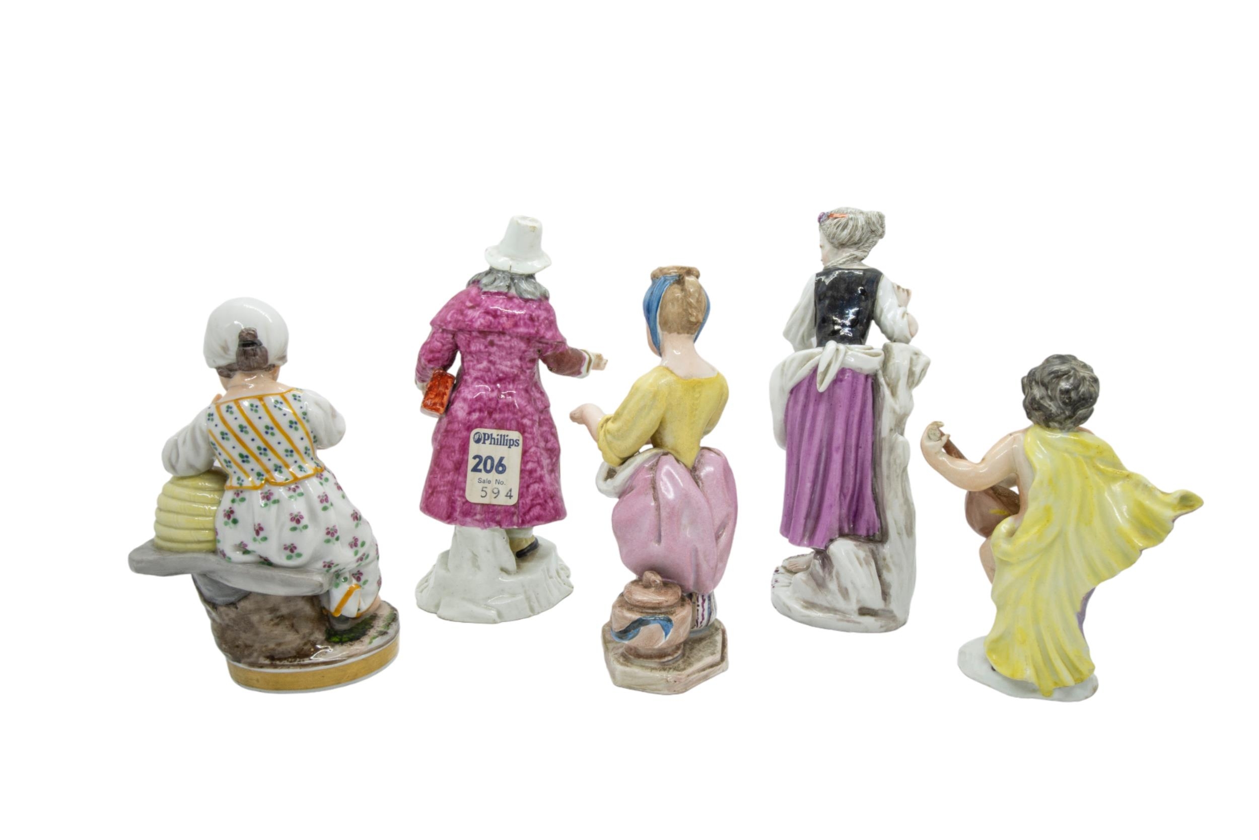 A MIXED GROUP OF FIVE PORCELAIN FIGURES, 18TH/19TH CENTURY, the lot includes a figurine of a girl, - Image 2 of 3
