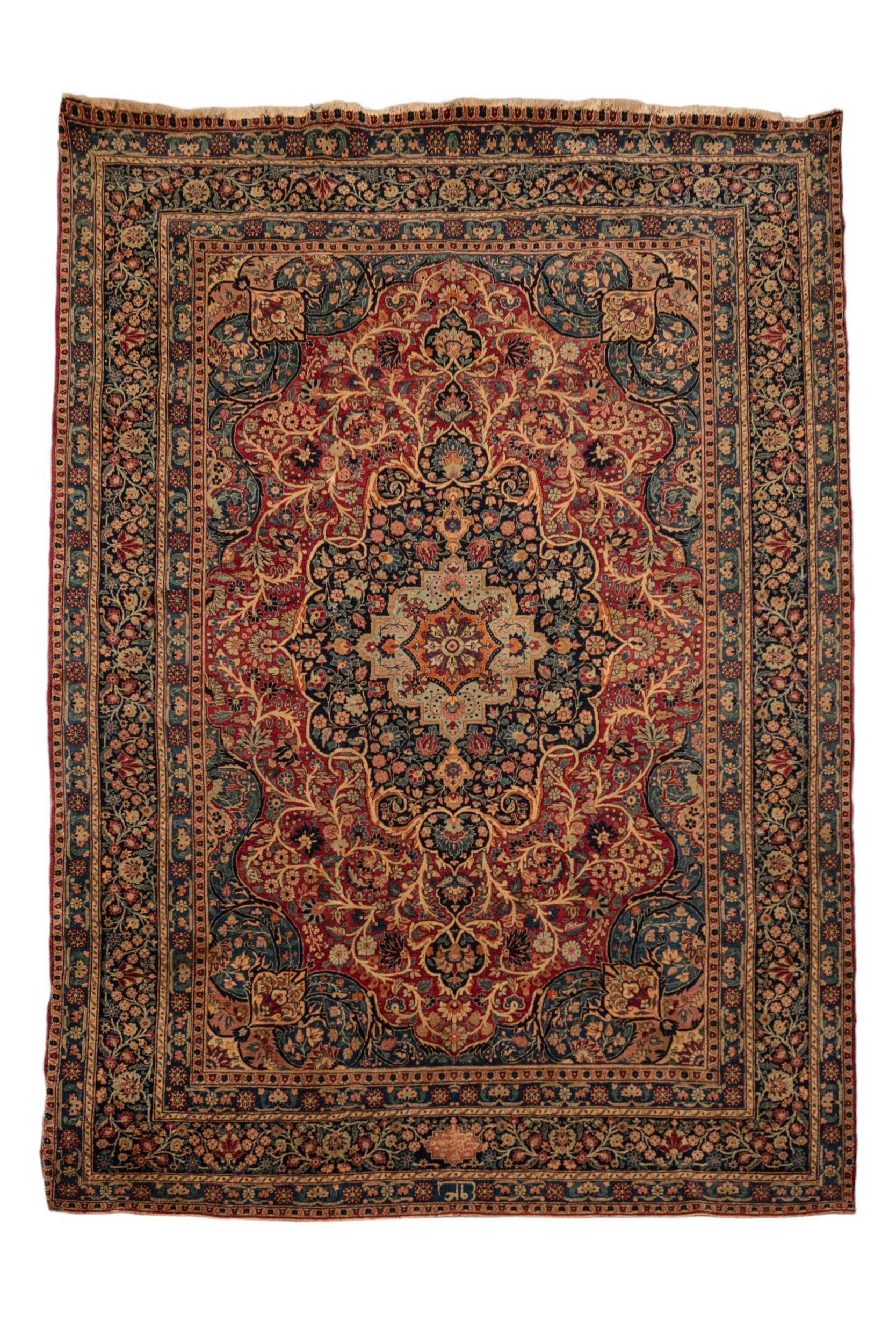 AN EXCEPTIONAL HAND KNOTTED PERSIAN RUG, LATE 19TH / EARLY 20TH CENTURY, probably Keshan, signed, - Image 3 of 3