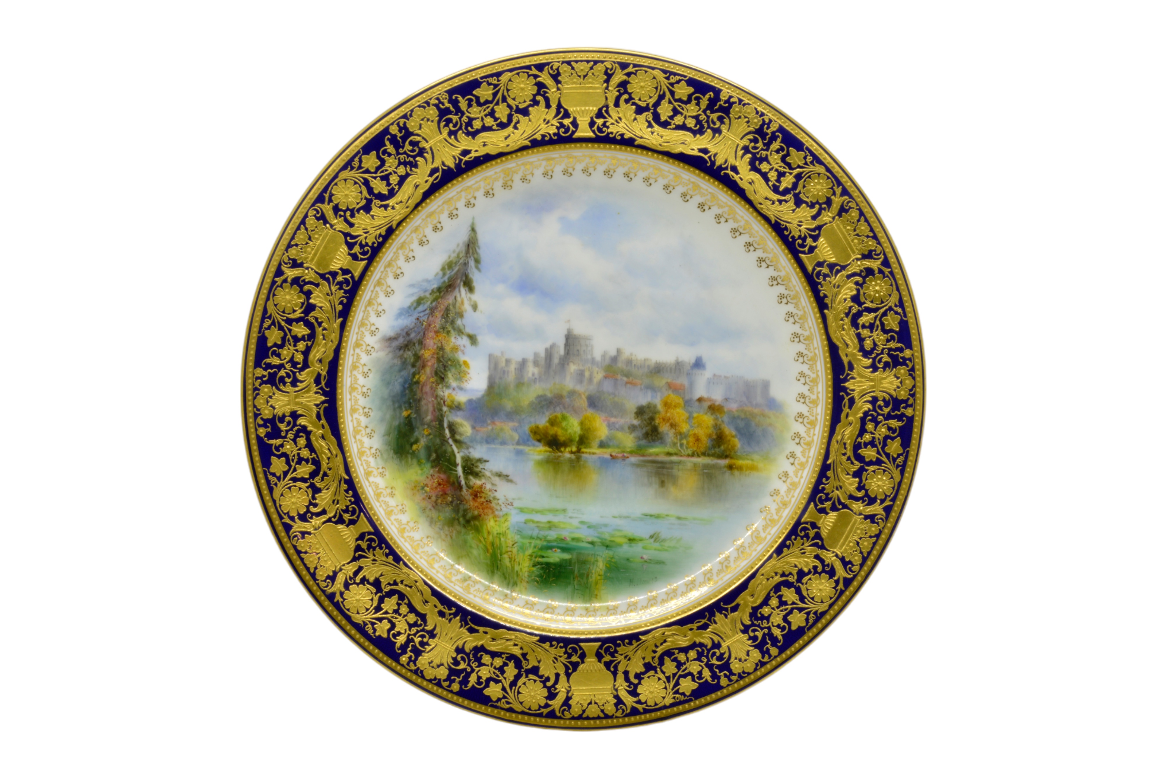 A CHAMBERLAIN WORCESTER CABINET PLATE Early 19th century painted with a peacock, a pair of Paris - Image 7 of 8