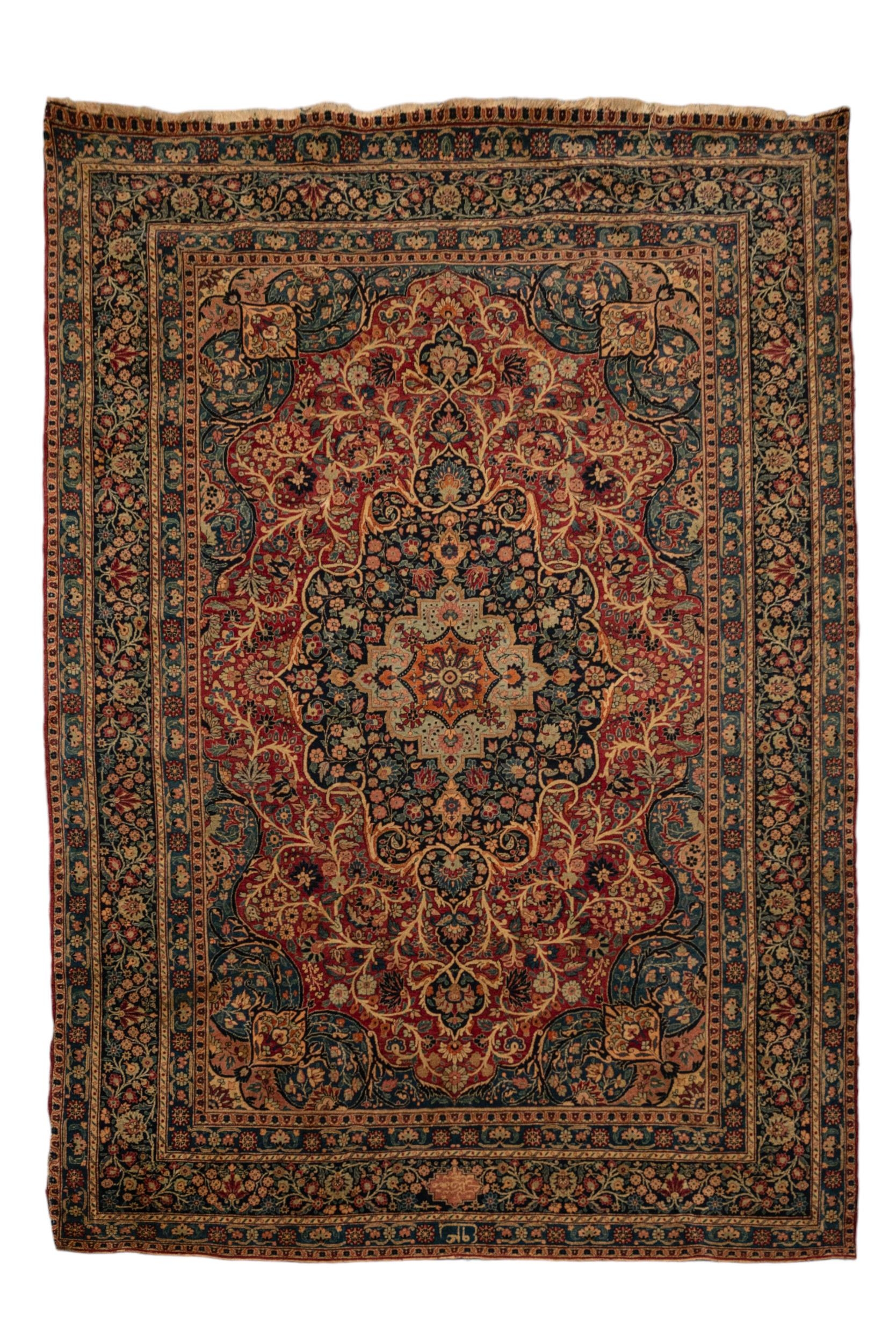 AN EXCEPTIONAL HAND KNOTTED PERSIAN RUG, LATE 19TH / EARLY 20TH CENTURY, probably Keshan, signed,