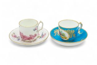 A SEVRES CUP AND SAUCER Date letter 'L', with bleu celeste ground and bird reserves, possibly