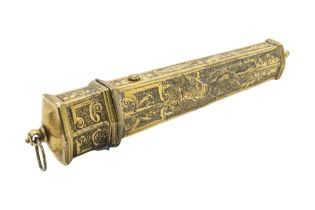 A FRENCH GILT METAL BODKIN HOLDER Early 18th century, 9.5cms
