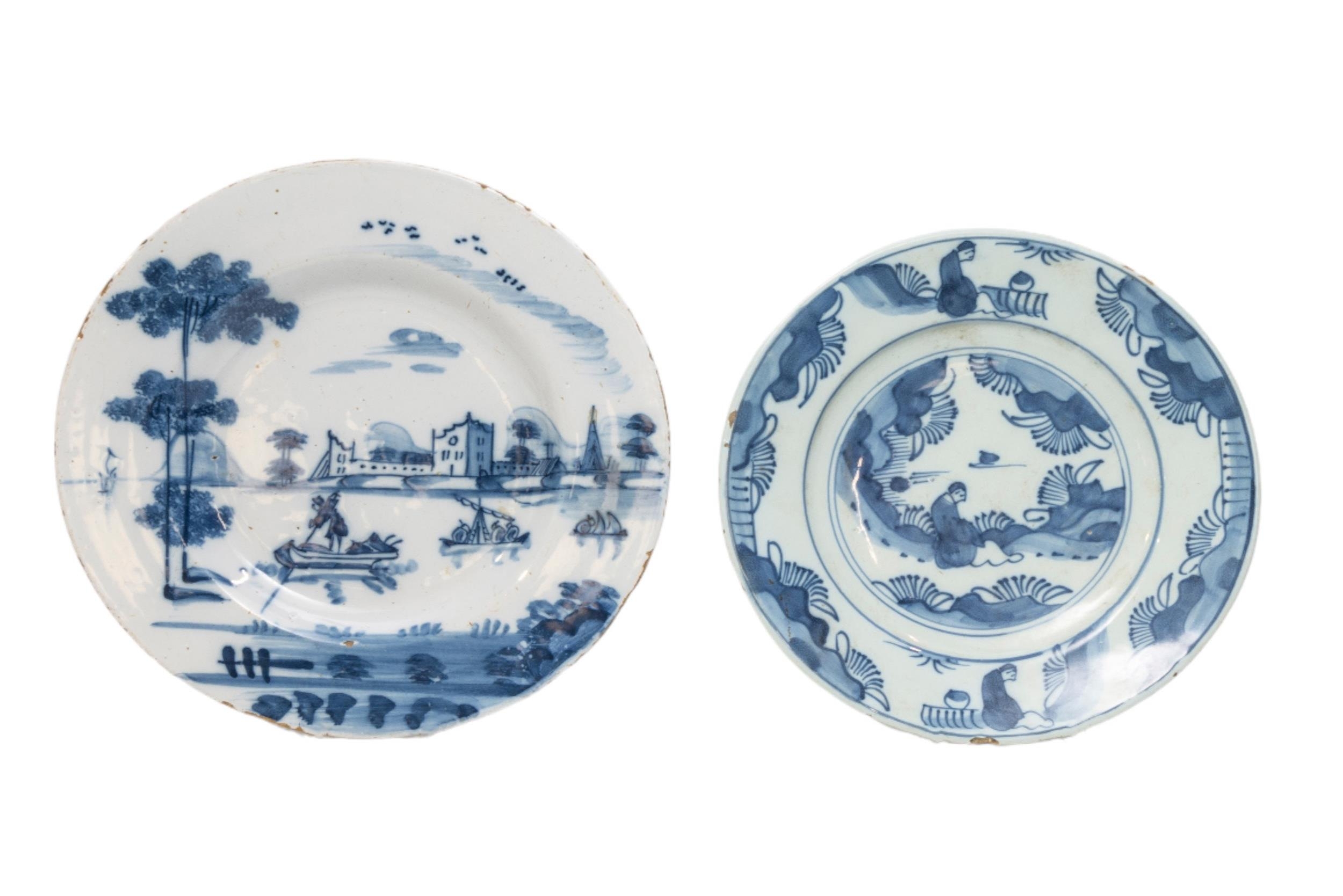 A MIXED GROUP OF DELFT WARES, PREDOMINANTLY 19TH CENTURY, the lot includes a heart shaped tulip - Image 2 of 6