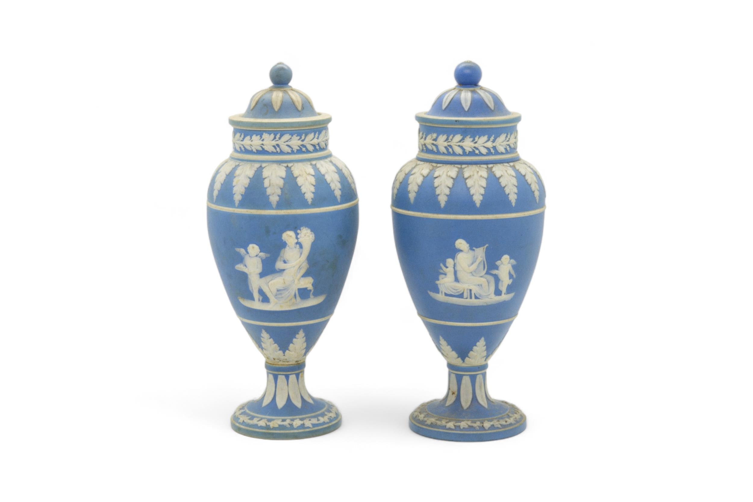 A PAIR OF WEDGWOOD JASPER CASSOLETTE Late 18th century, together with the base of a cassolette and - Image 5 of 6