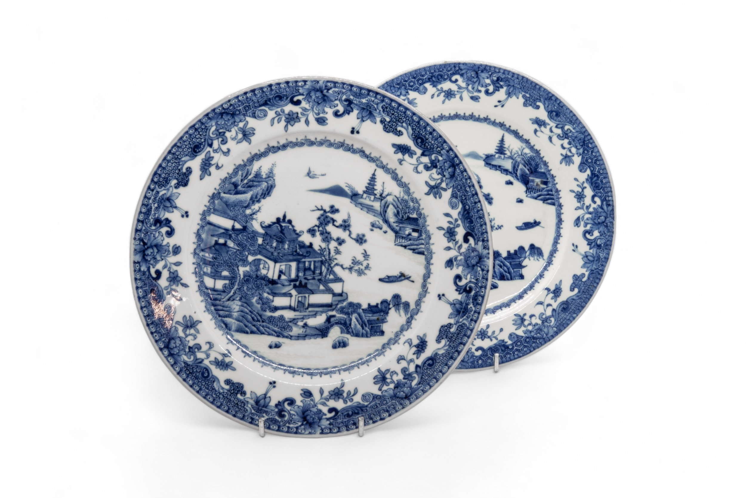A SET OF NINE CHINESE BLUE AND WHITE DISHES QIANLONG PERIOD (1736-1795) 23cm diam; together with A - Image 3 of 13