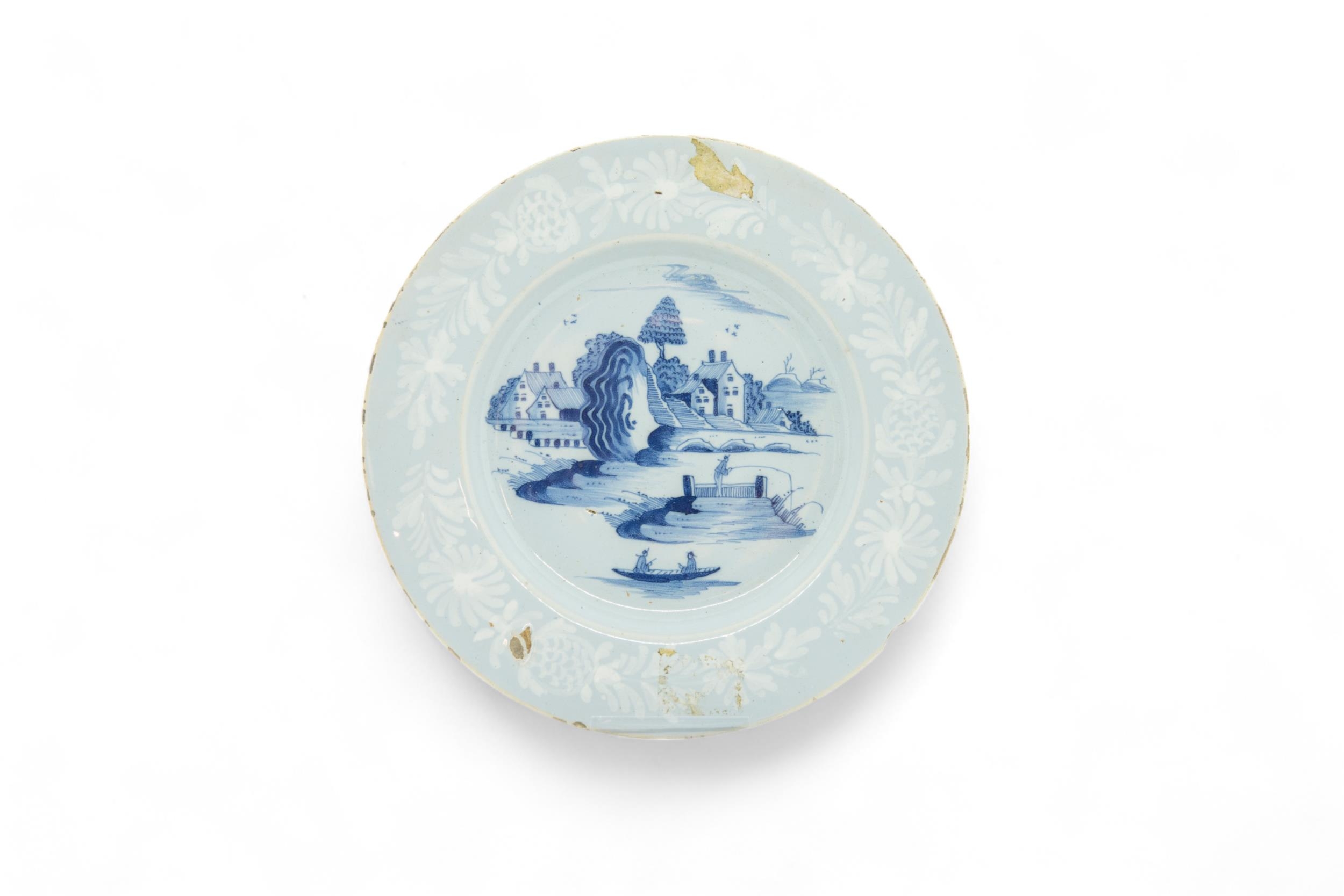 TEN DELFT PLATES 18th Century, including two with bianco sopro bianco decoration and one with a - Image 2 of 10