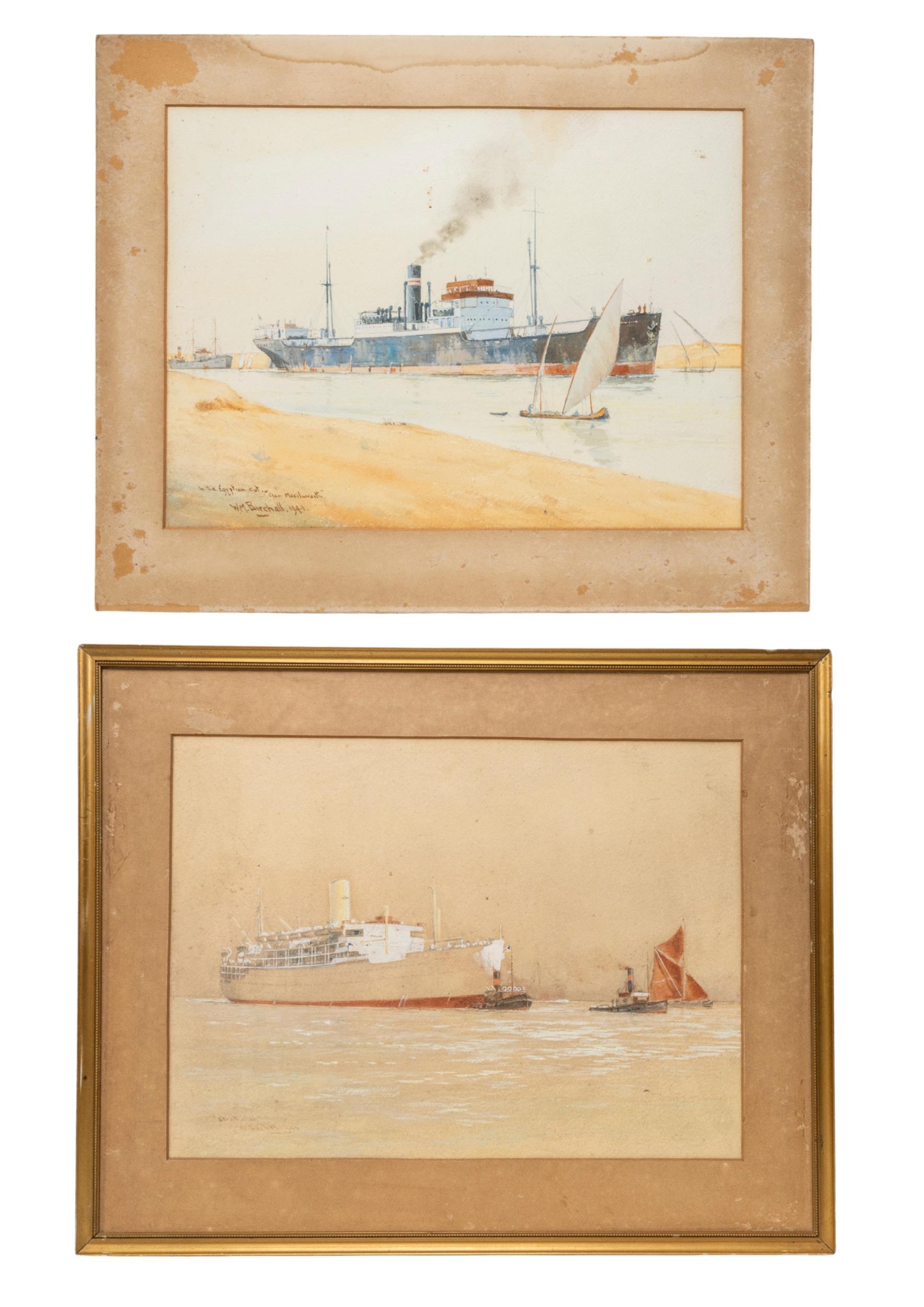 WILLIAM MINSHALL BIRCHALL (1884-1941) TWO NAUTICAL WATERCOLOURS, entitled 'In the Egyptian cut