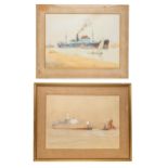 WILLIAM MINSHALL BIRCHALL (1884-1941) TWO NAUTICAL WATERCOLOURS, entitled 'In the Egyptian cut