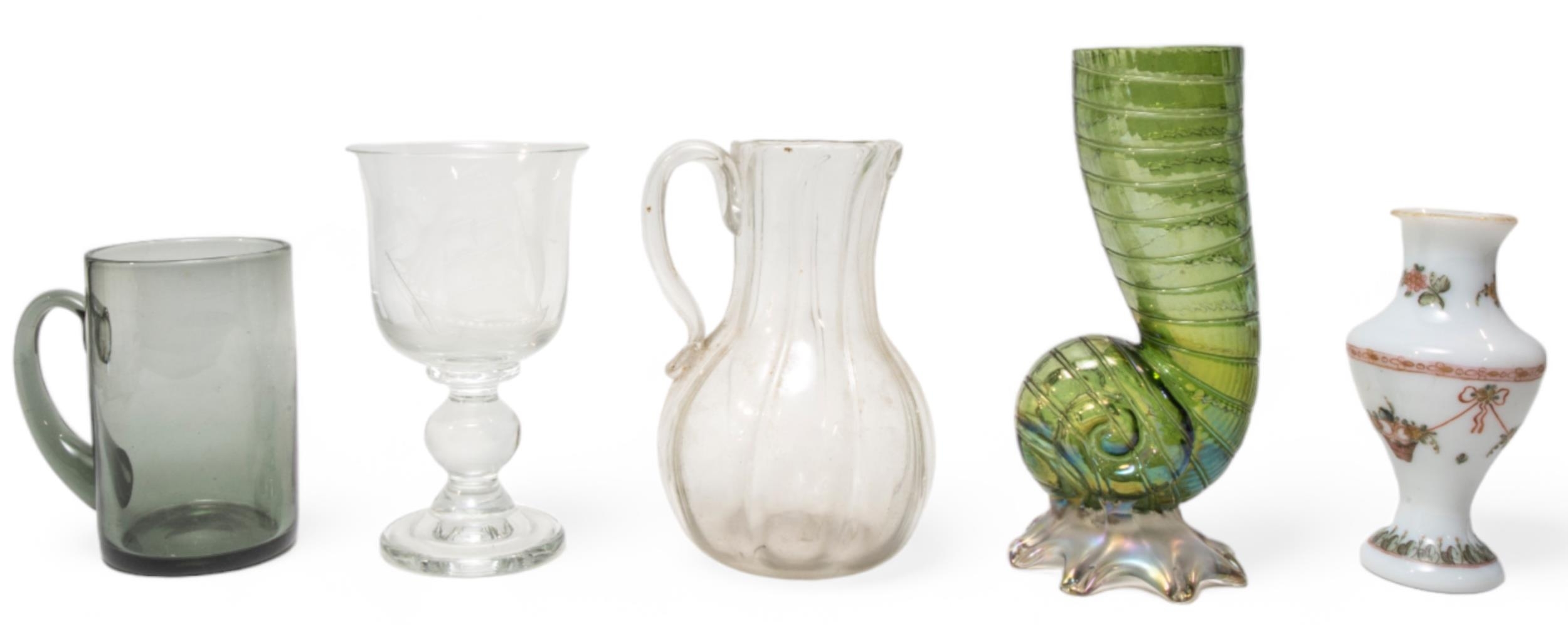 A MIXED GROUP OF GLASS WARE, PREDOMINANTLY 18TH/19TH CENTURY, the lot includes a conch form vase, - Image 2 of 6
