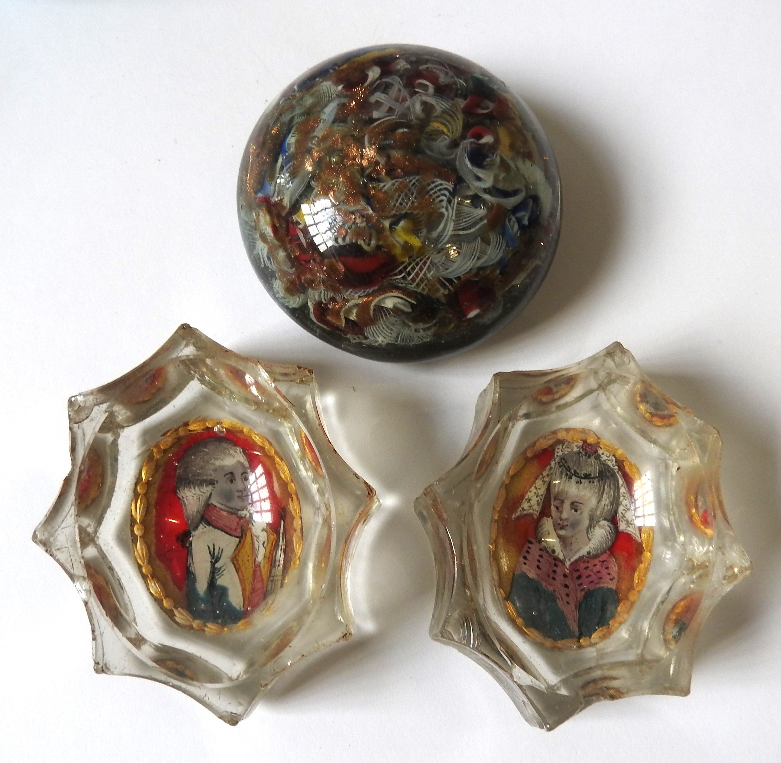 A SMALL GROUP OF MIXED GLASS WARE, the lot includes a pair of Georgian portrait salts, a - Image 2 of 2