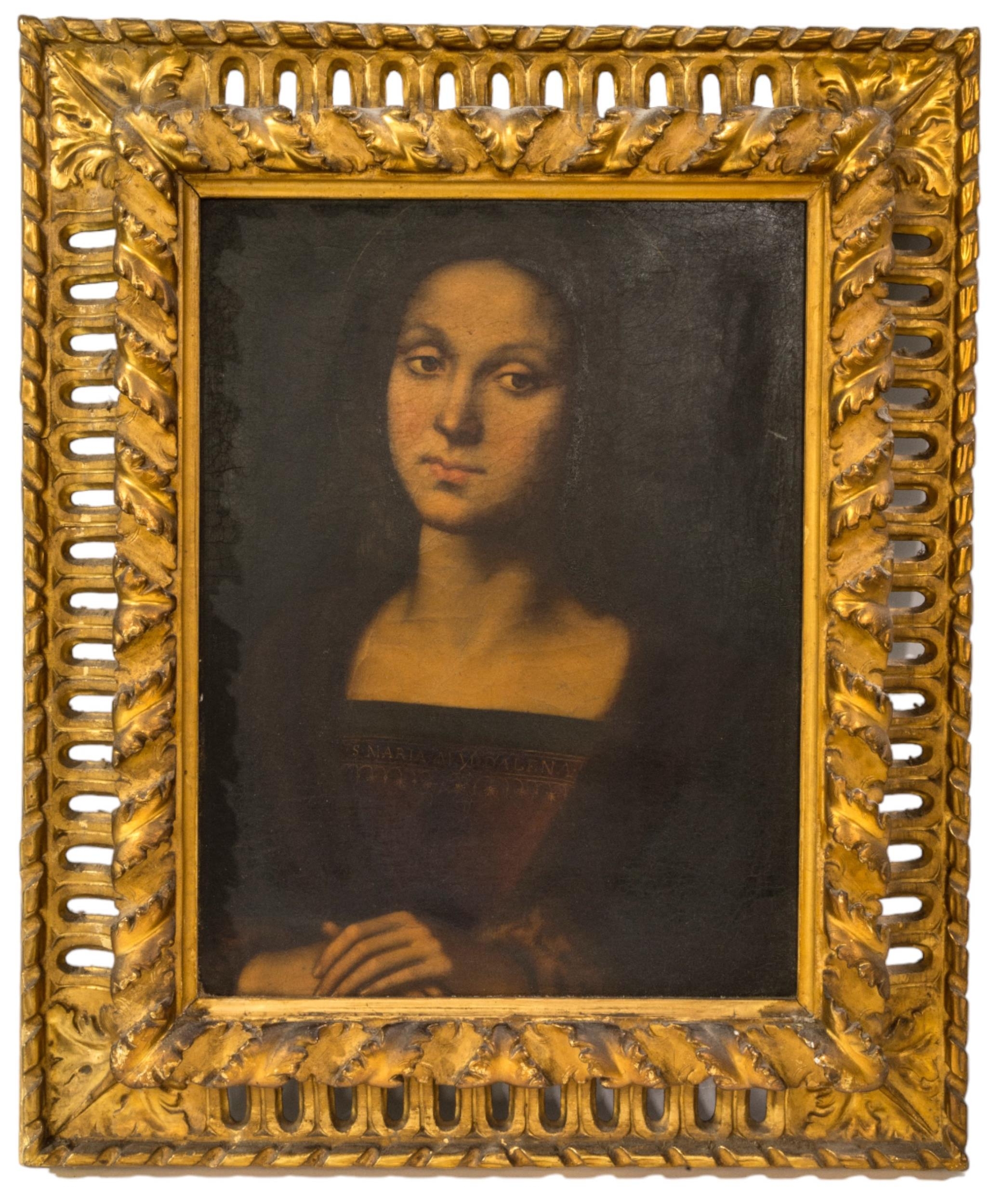 AFTER PERUGINO, A PORTRAIT OLEOGRAPH PICTURE ON CANVAS OF MARY MAGDALENE