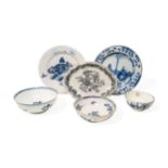 TWO DELFT CHARGERS Mid 18th century, once with two figures in European dress, together with a