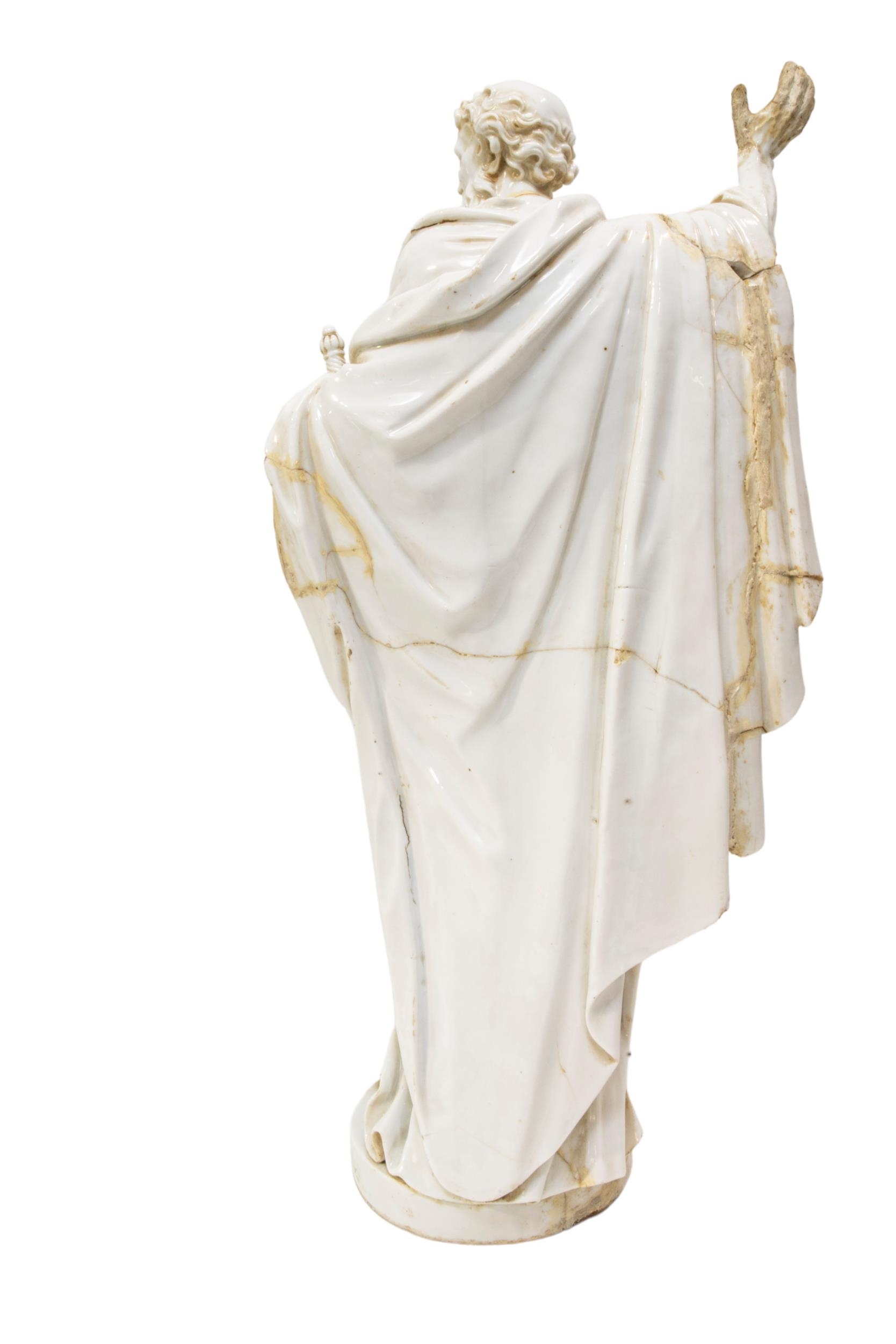 A CONTINENTAL WHITE PORCELAIN FIGURE OF ST PAUL, LATE 18TH/EARLY 19TH CENTURY, possibly Meissen, the - Image 2 of 2