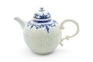 A SAINT CLOUD TEAPOT CIRCA 1720 Decorated in underglaze blue and marked to inside of cover, 17cms