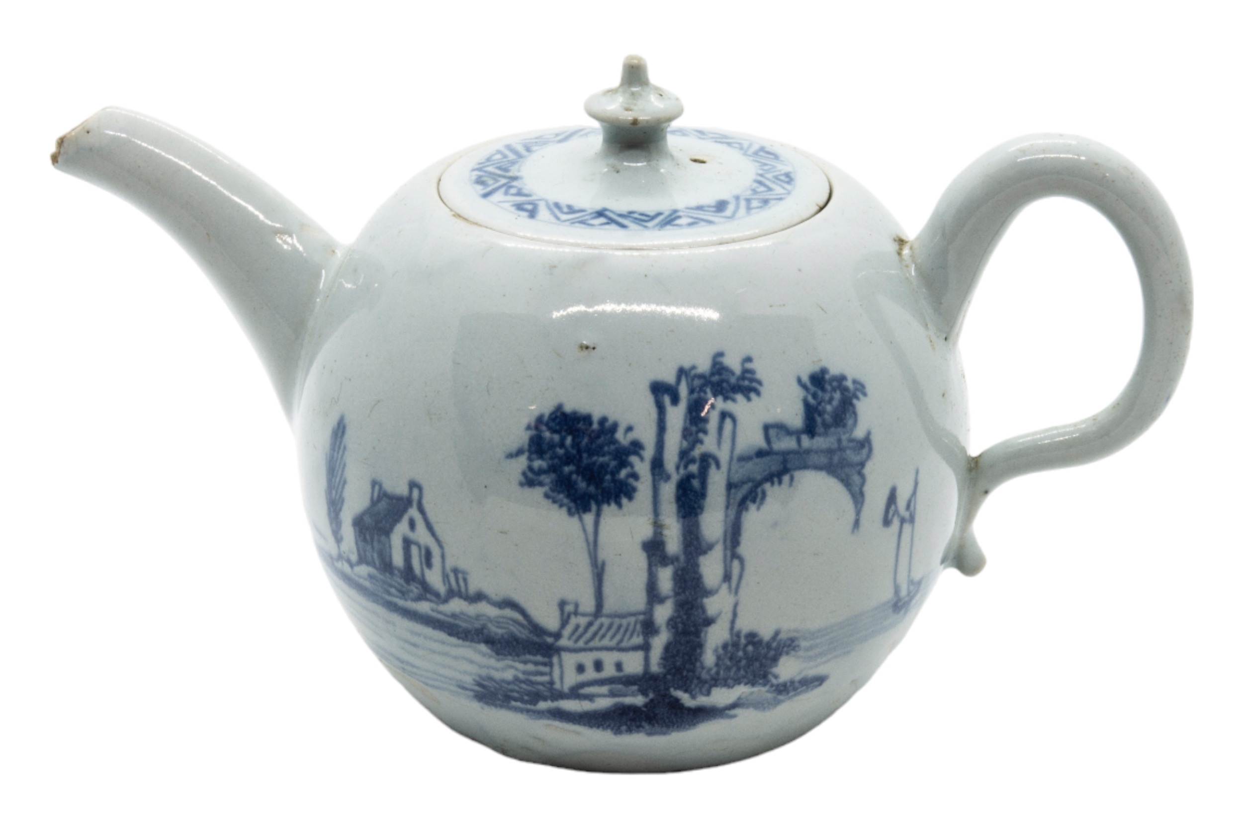 A DELFT TEAPOT Mid 18th century, together with a delft colander and a delft bowl, the bowl marked ' - Image 2 of 3
