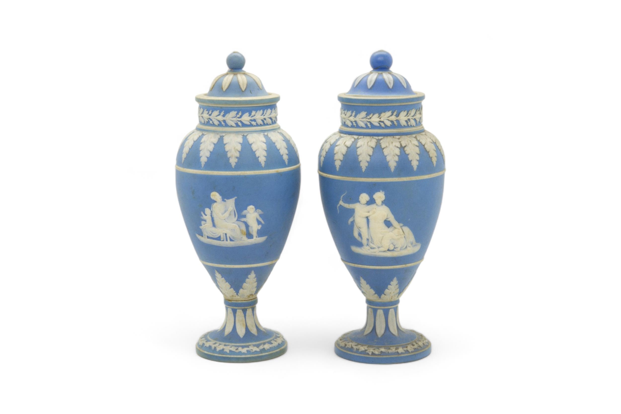 A PAIR OF WEDGWOOD JASPER CASSOLETTE Late 18th century, together with the base of a cassolette and - Image 4 of 6