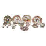 A GROUP OF CHINESE FAMILLE ROSE PORCELAIN, PREDOMINANTLY 19TH CENTURY, the lot includes a