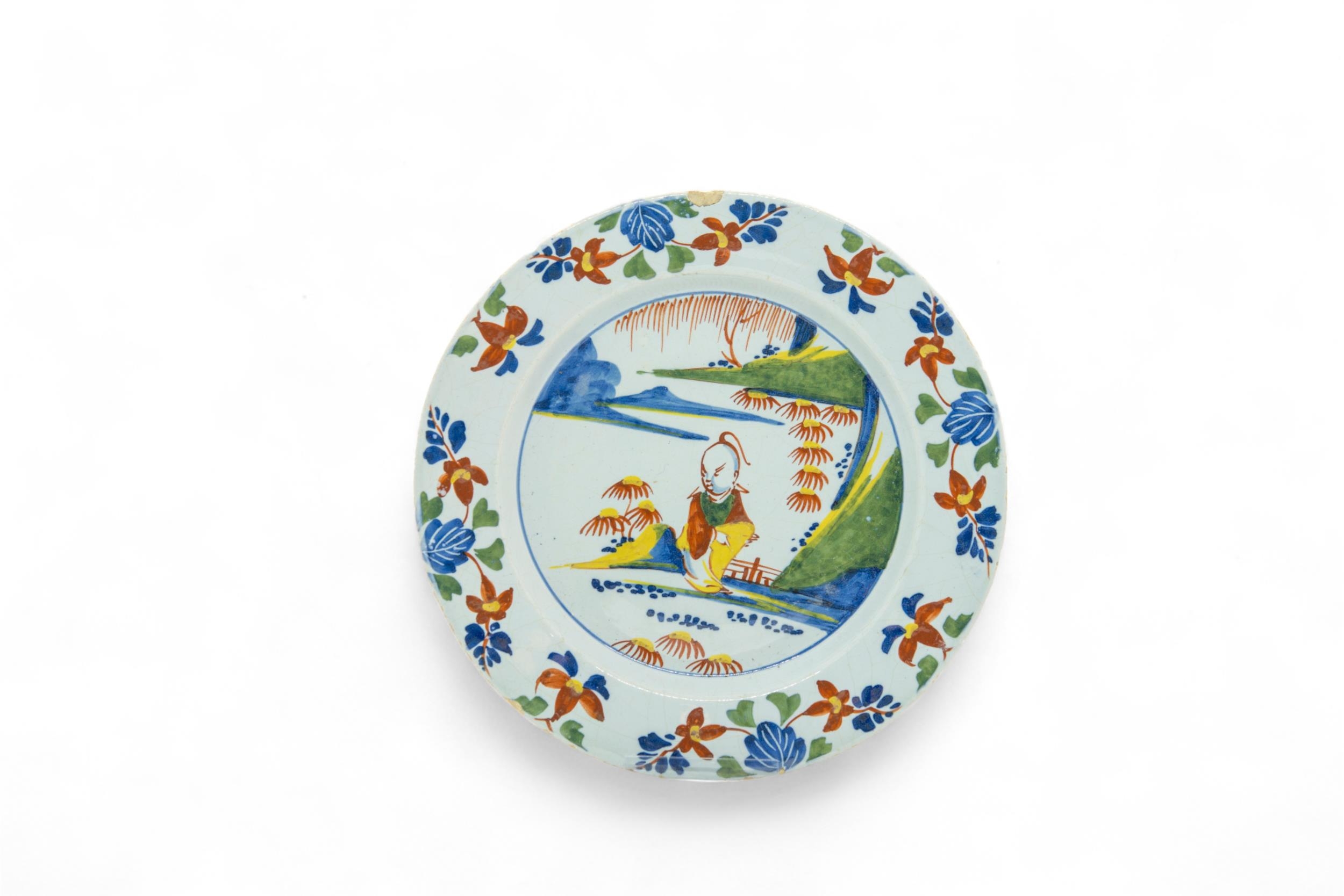 SEVEN POLYCHROME DELFT PLATES 18th Century, 23cms wide - Image 5 of 7