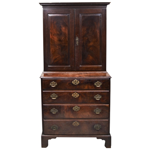 A GOOD GEORGE III MAHOGANY CABINET ON CHEST CIRCA 1760