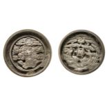 TWO JAPANESE BRONZE MIRRORS, EDO PERIOD, the relief cast centres decorated with tortoises and cranes