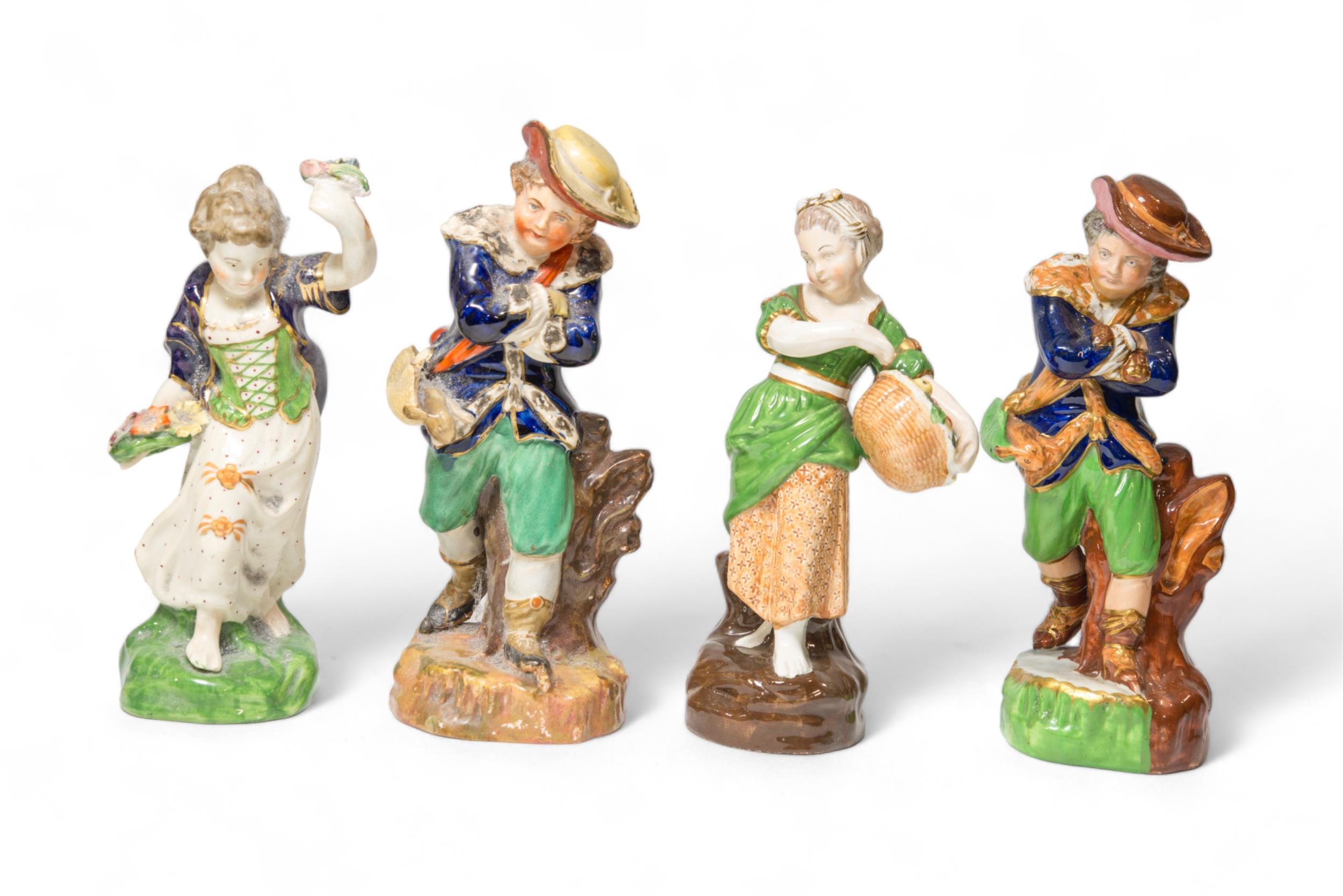 FOUR FIGURES OF THE SEASONS 19th century, probably Bloor Derby, tallest is 25cms high