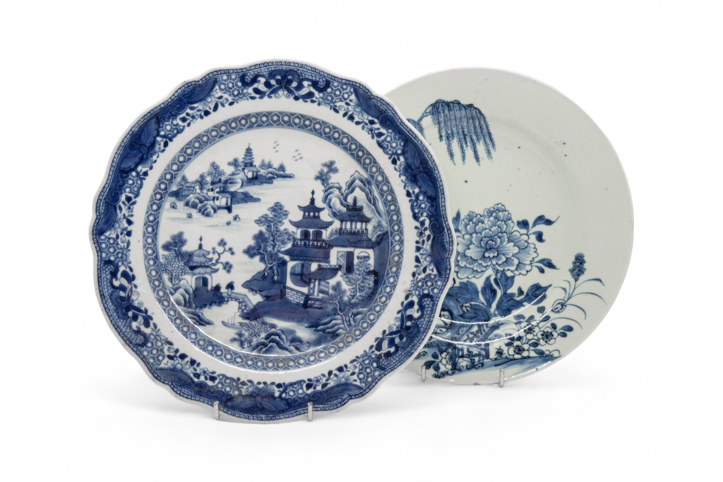 A SET OF NINE CHINESE BLUE AND WHITE DISHES QIANLONG PERIOD (1736-1795) 23cm diam; together with A - Image 6 of 13