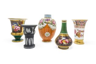 A SPODE VASE Early 19th century, and four other vases, 11.5cms high