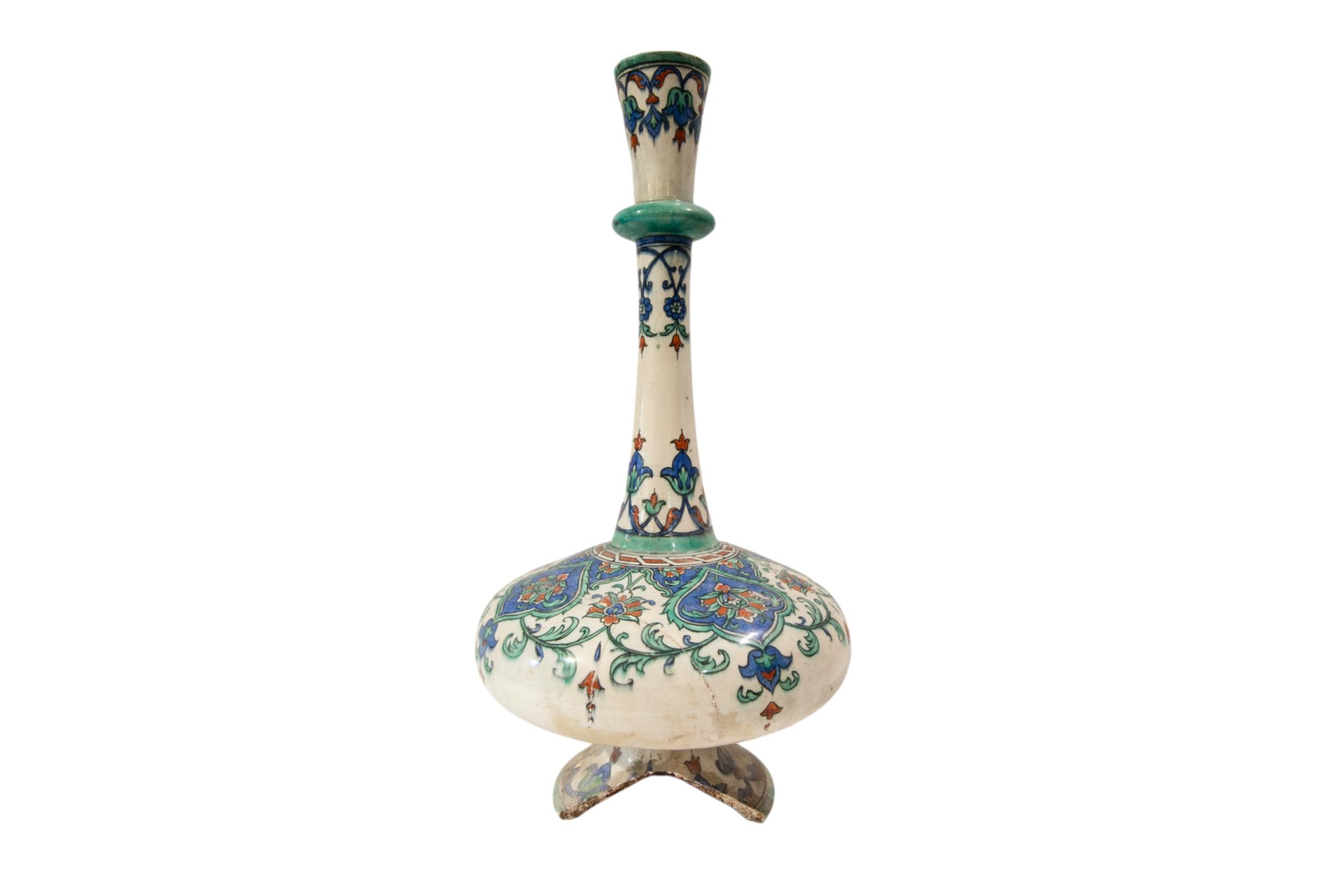 A PERSIAN / NEAR EASTERN BALUSTER VASE AND TIN GLAZED EWER, the baluster vase with traditional rural - Image 2 of 4