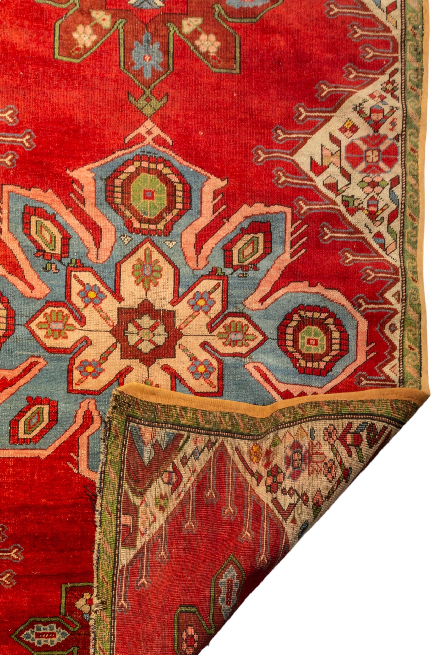 A HAND KNOTTED WOOL TURKISH RUG, LATE 19TH / EARLY 20TH CENTURY, probably Turkish, fair condition - Image 2 of 2