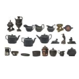 A COLLECTION OF BLACK BASALT WARE, MID 19TH CENTURY AND LATER, the lot includes three octagonal
