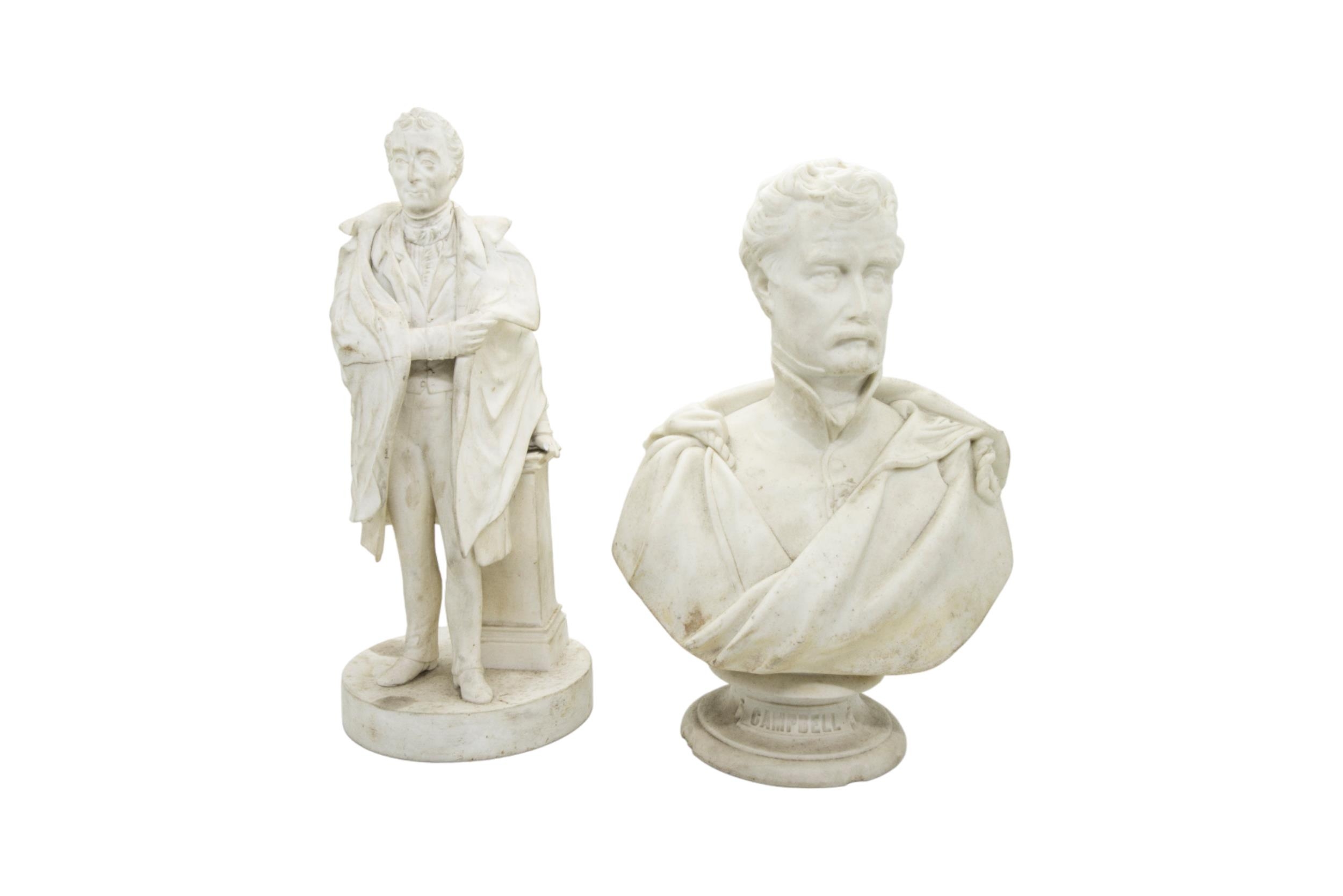 A PARIAN FIGURE OF WELLINGTON 19th century, 27cms, together with a bust of Campbell, a small neo- - Image 2 of 5