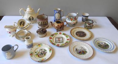 A MIXED GROUP OF ENGLISH CERAMICS, 19TH CENTURY AND LATER, the lot includes a Sunderland tankard,