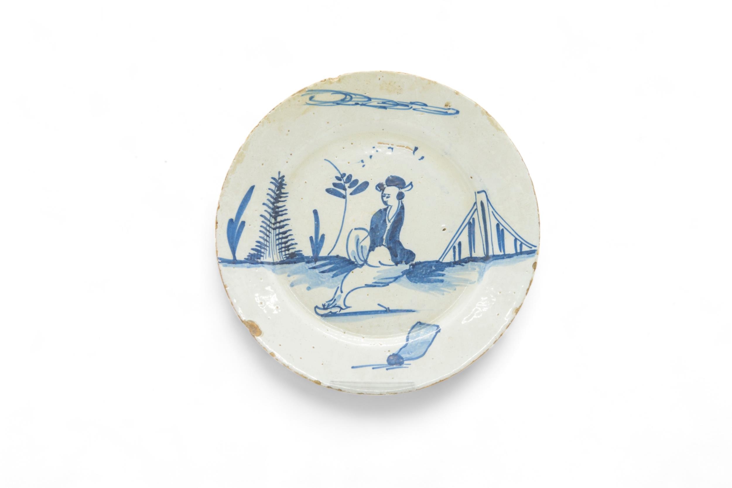 TEN DELFT PLATES 18th Century, including two with bianco sopro bianco decoration and one with a - Image 4 of 10
