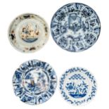 A MIXED GROUP OF FOUR DUTCH DELFT DISHES, 17TH/18TH CENTURY, the lot includes a polychrome dish