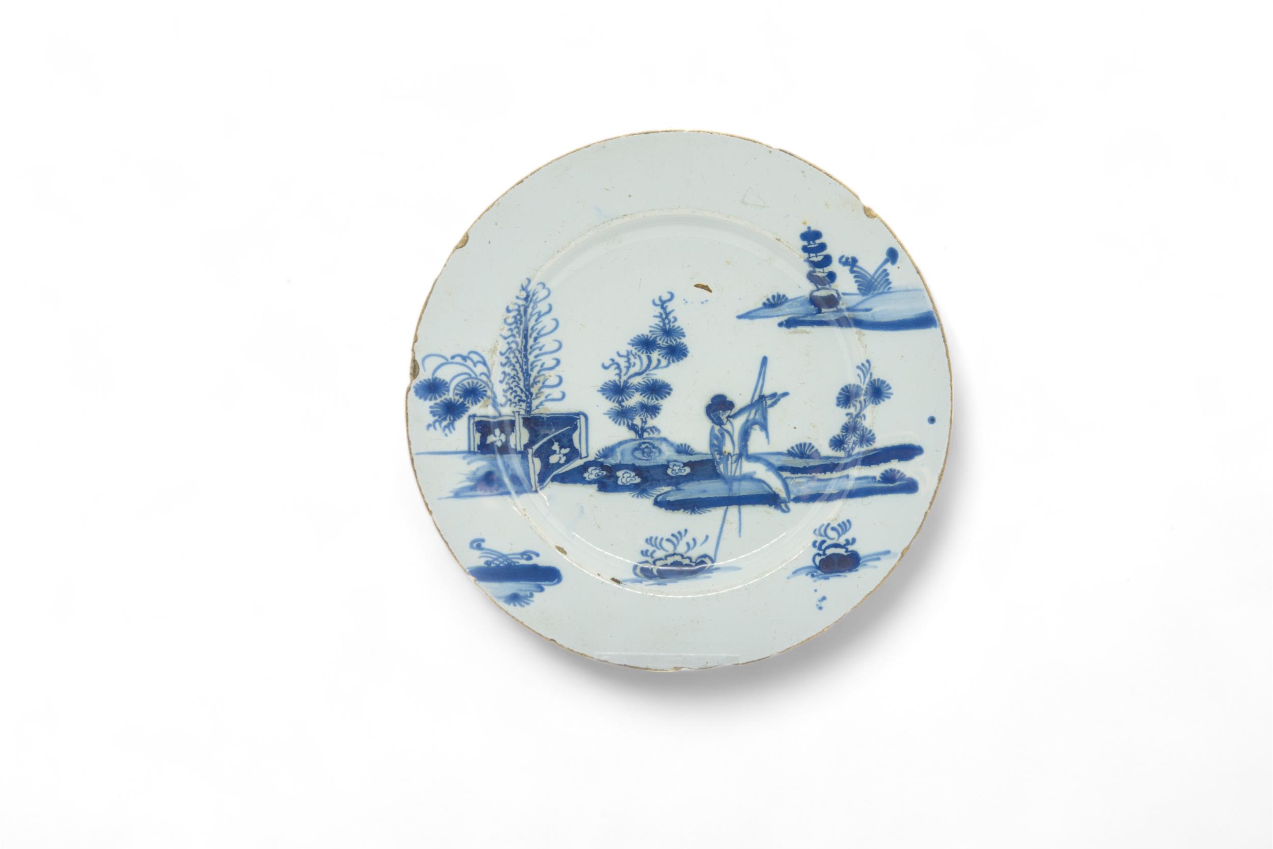 TEN DELFT PLATES 18th Century, including two with bianco sopro bianco decoration and one with a - Image 7 of 10