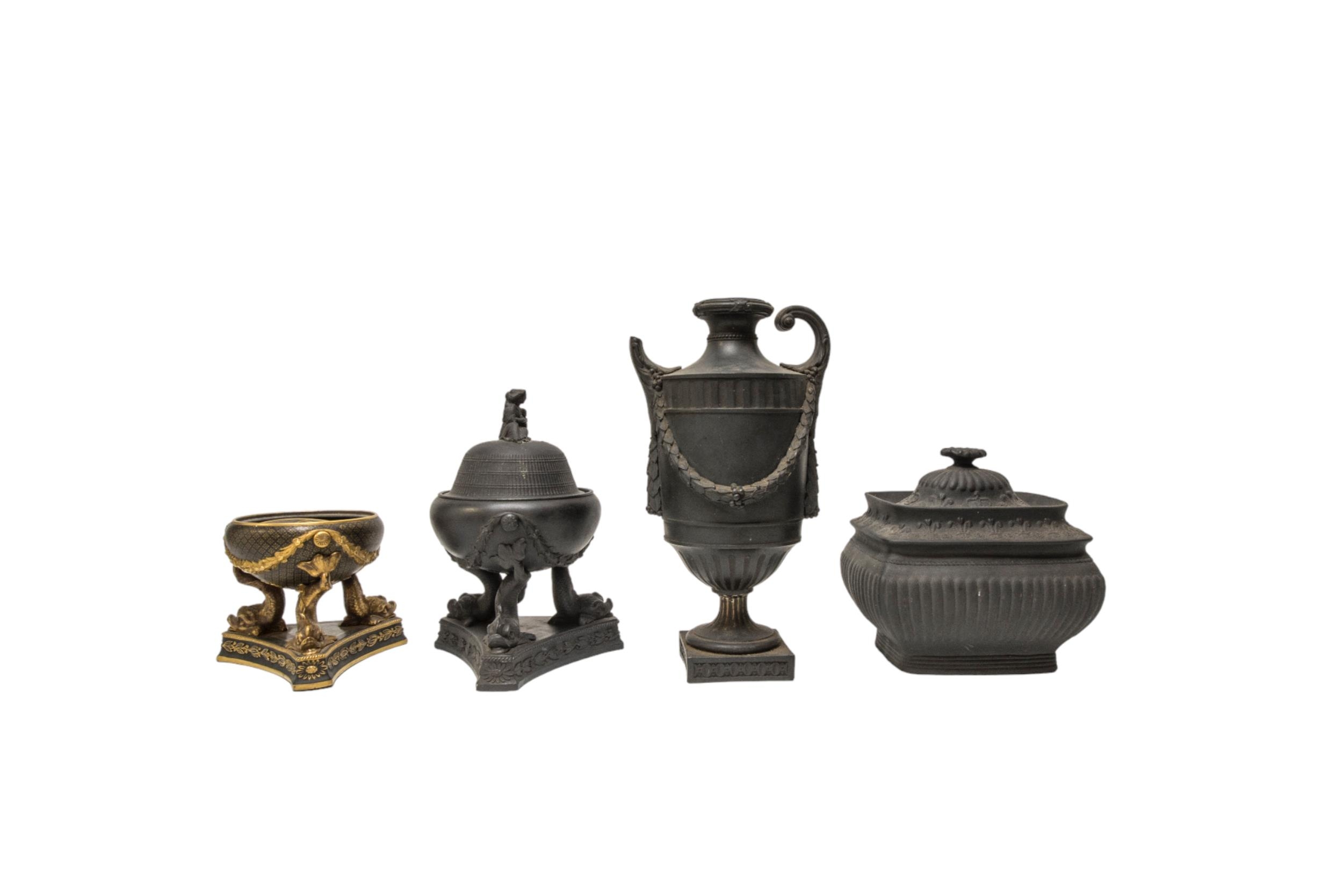 A COLLECTION OF BLACK BASALT WARE, MID 19TH CENTURY AND LATER, the lot includes three octagonal - Image 3 of 19