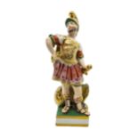 A BLOOR DERBY PORCELAIN FIGURE OF ROMAN CENTURION, EARLY 19TH CENTURY, modelled standing clutching