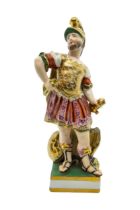 A BLOOR DERBY PORCELAIN FIGURE OF ROMAN CENTURION, EARLY 19TH CENTURY, modelled standing clutching