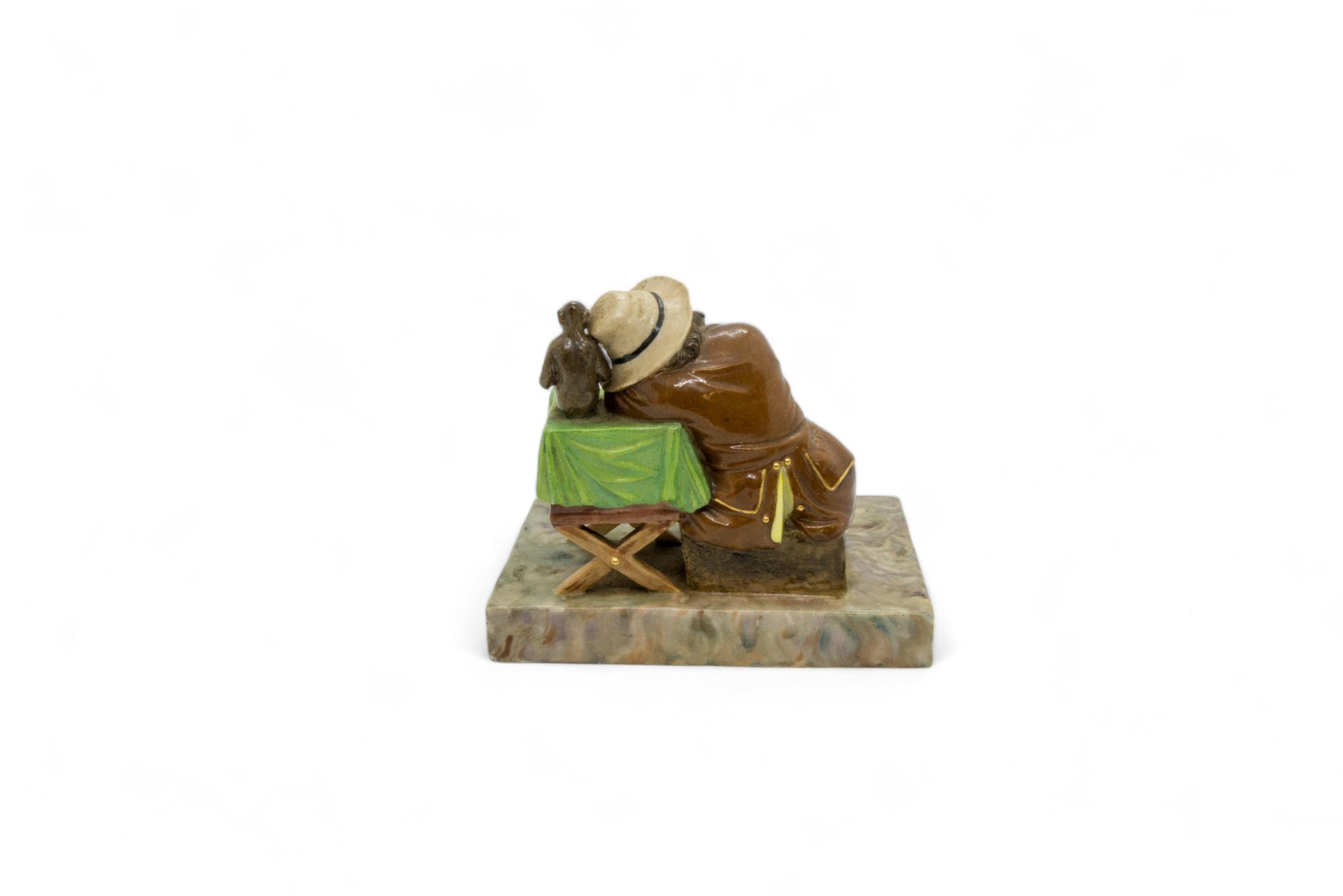 A 19TH CENTURY FIGURAL GROUP A boy sleeping next to a performing monkey, 13cms wide - Image 3 of 4